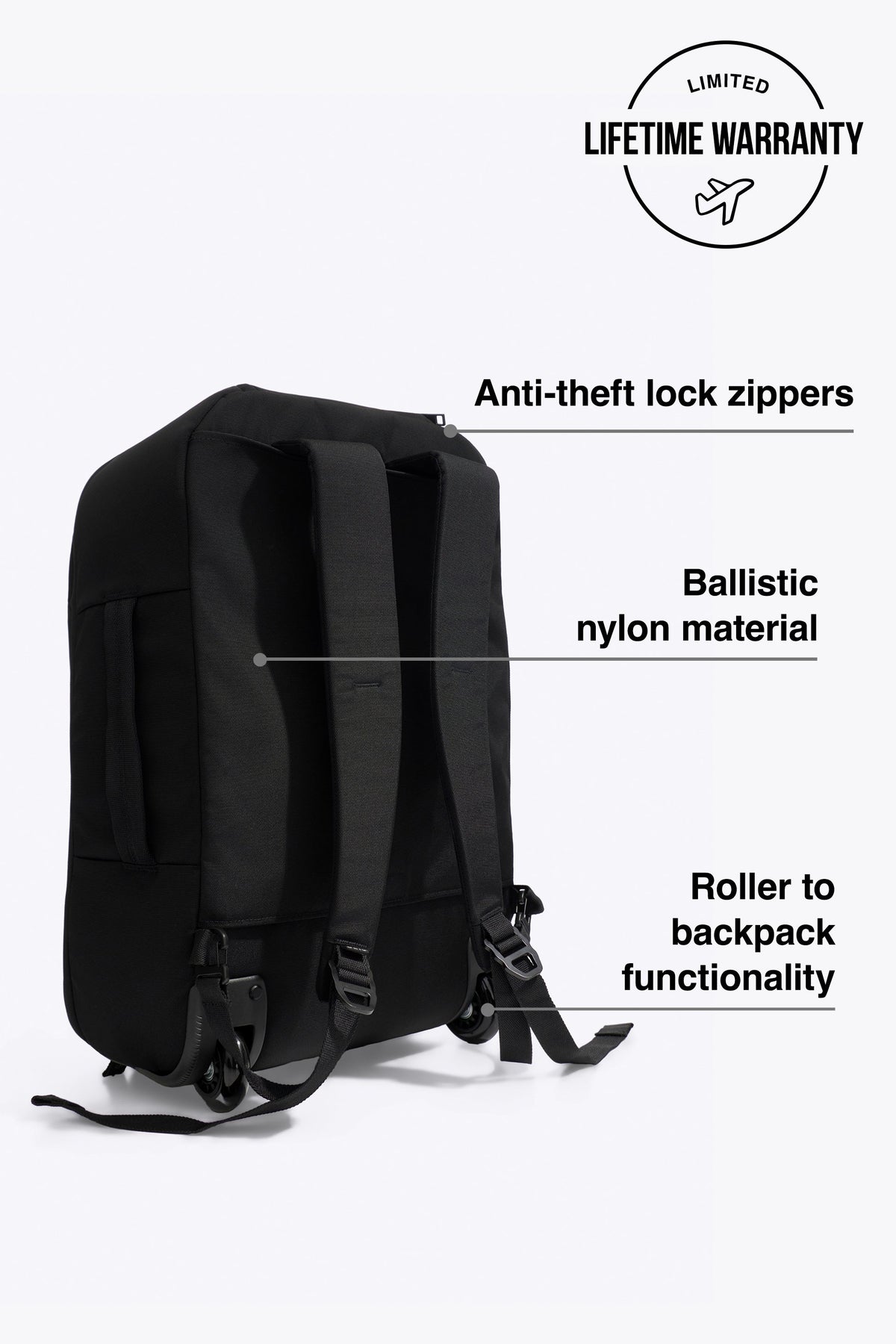 The Pro Rolling Backpack in Black